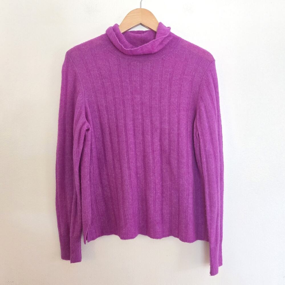 Banana Republic Magenta Aire Ribbed Turtleneck Wool Blend Sweater M